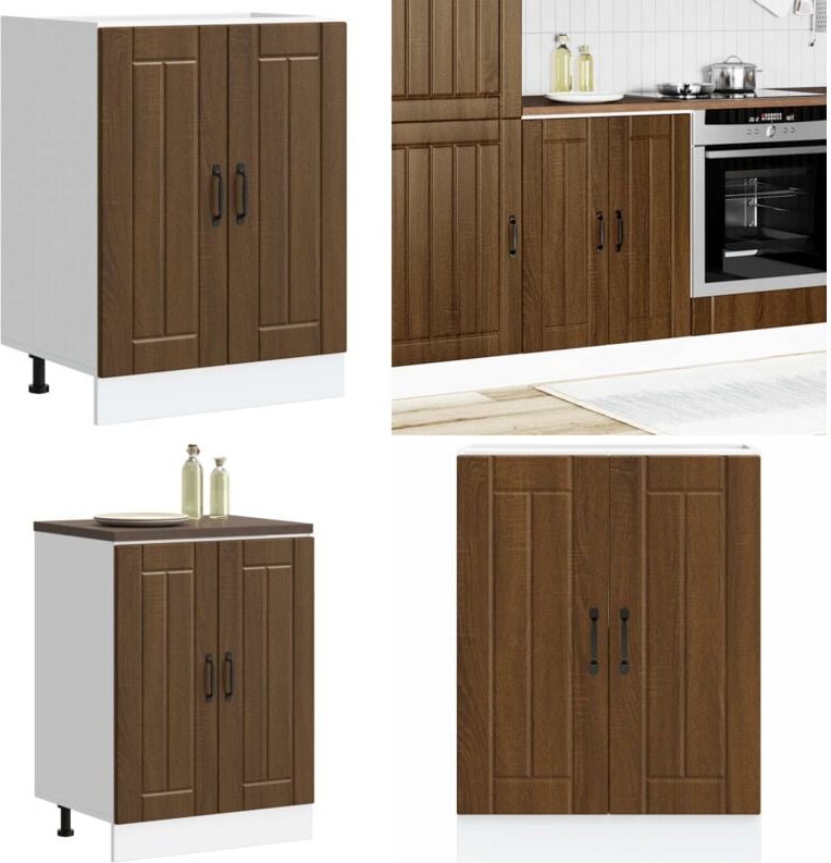 Spülenunterschrank Lucca Braun Eichen-Optik Holzwerkstoff - Vidaxl