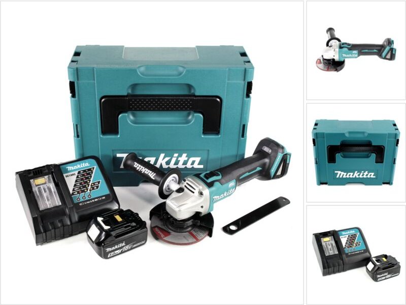Dga 504 RT1J Akku Winkelschleifer 18V 125mm Brushless + 1x Akku 5,0Ah + Ladegerät + Makpac - Makita