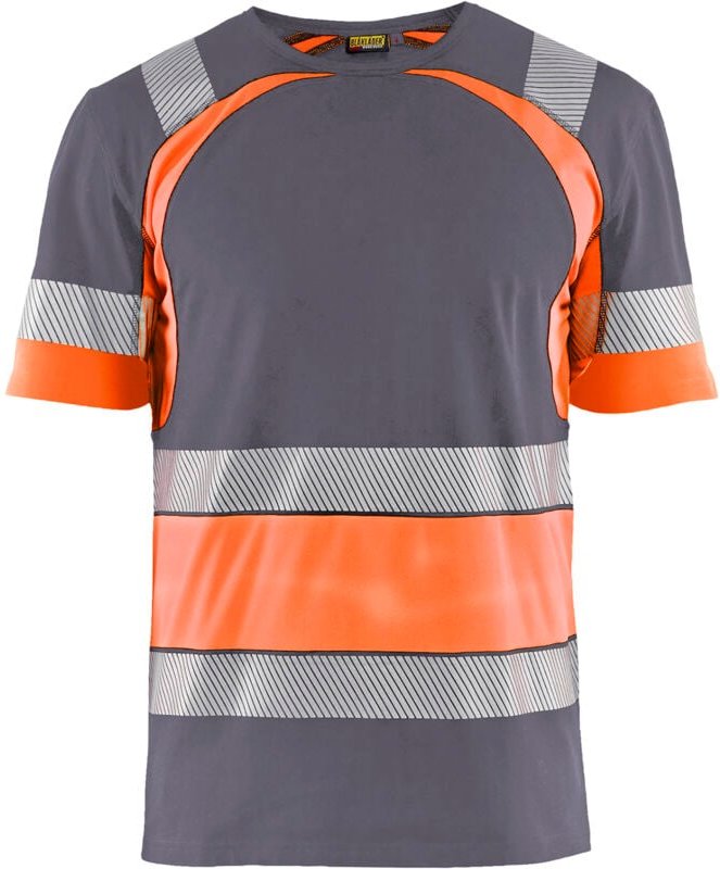 Hochsichtbares Arbeitst-Shirt 3421 - Mittelgrau/Neongelb XS