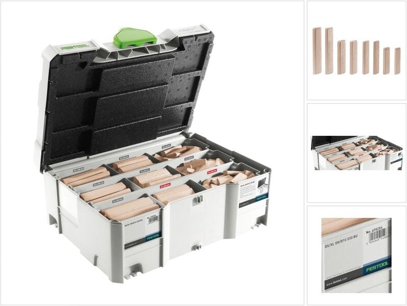 Domino xl Dübel ds / xl D8 / D10 306 Stück mit Domino Fräsern ( 498204 ) - Festool