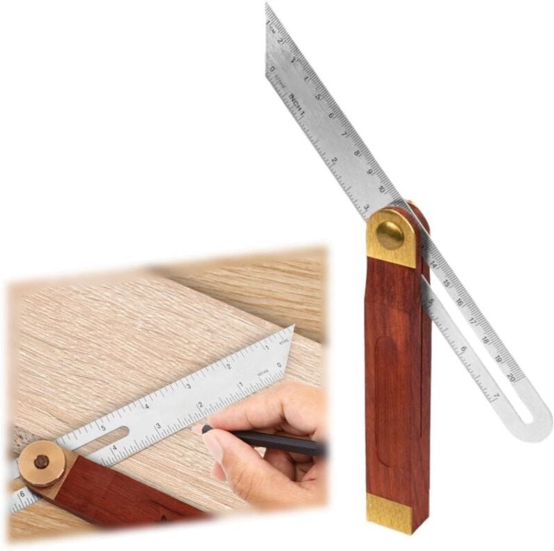 Verstellbarer Winkelmesser, Mehrwinkel-Winkelquadrat, verstellbarer T-förmiger Multifunktionswinkel, Edelstahl-Anschlagw...