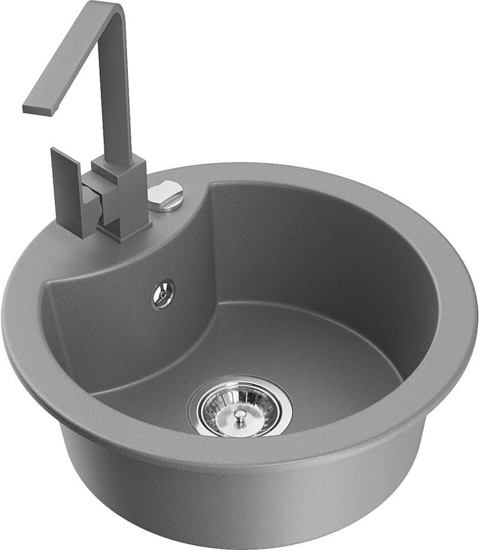 Diego 1-Becken-Granit-Spüle mit Mischbatterie Rita, Grau - 6512-71-670300-71 - Mexen