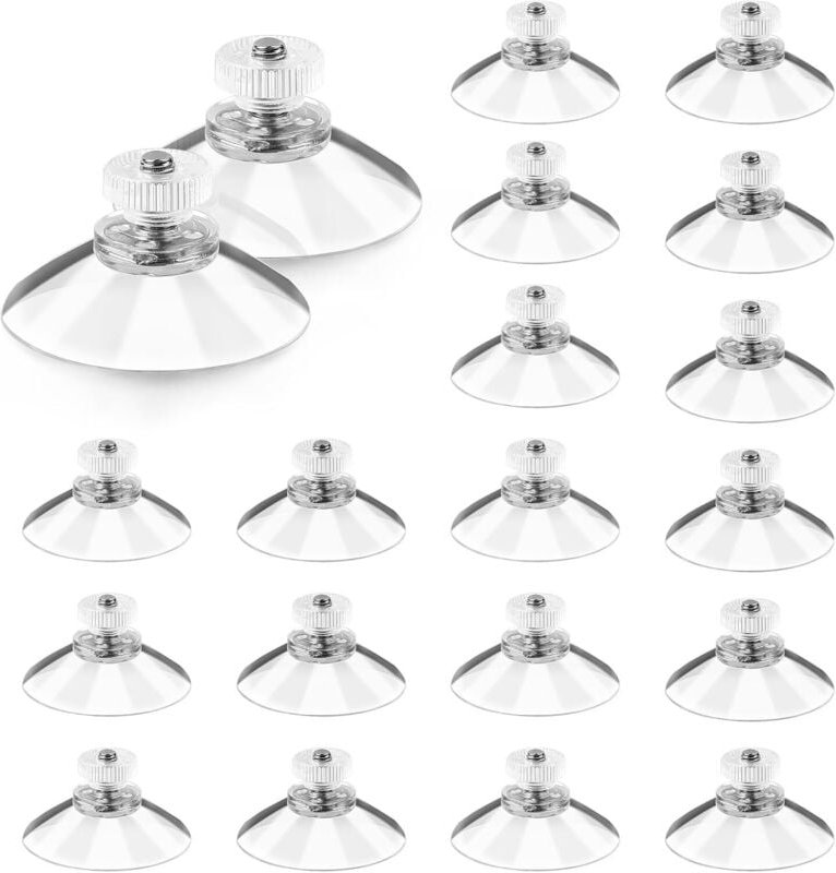 Thumbnail - 20 Stück Saugnäpfe mit Gewinde und Rändelmuttern M5, transparenter Gewindesauger Ø 40 mm, Glassauger ohne Bohren für Aut...