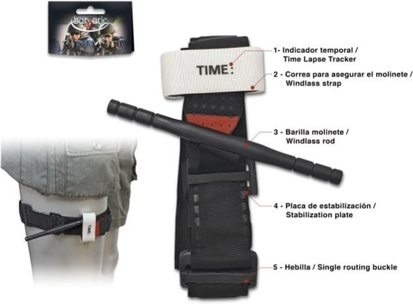 Barbaric Black Tactical Tourniquet, mit Gurt und Stabilisierungsplatte, im Blister