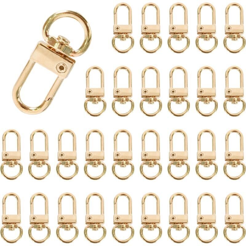 Gold) 30 Stück Metallkarabiner, Schlüsselringclip, Metall-Schlüsselanhänger mit drehbarem Klauenverschluss, drehbaren Ka...