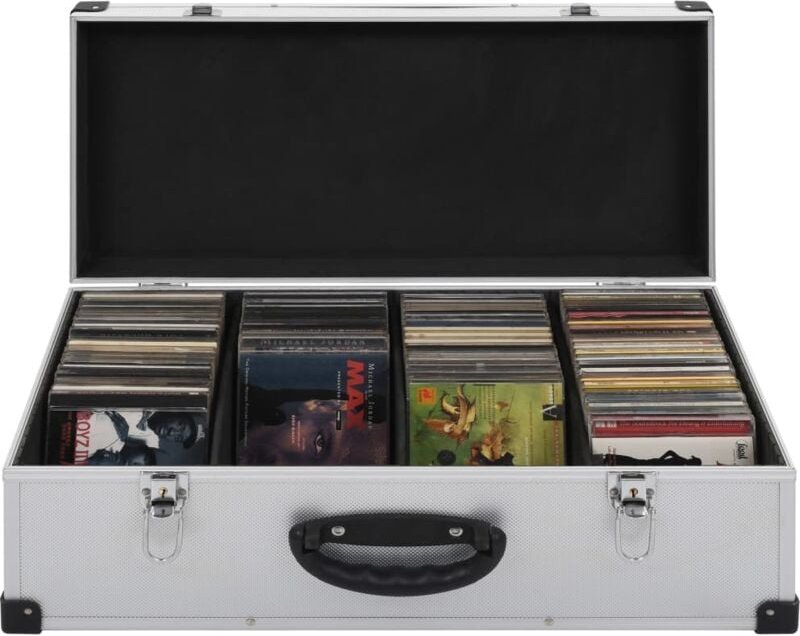 CD-Koffer für 80 CDs Aluminium abs Silbern Vidaxl