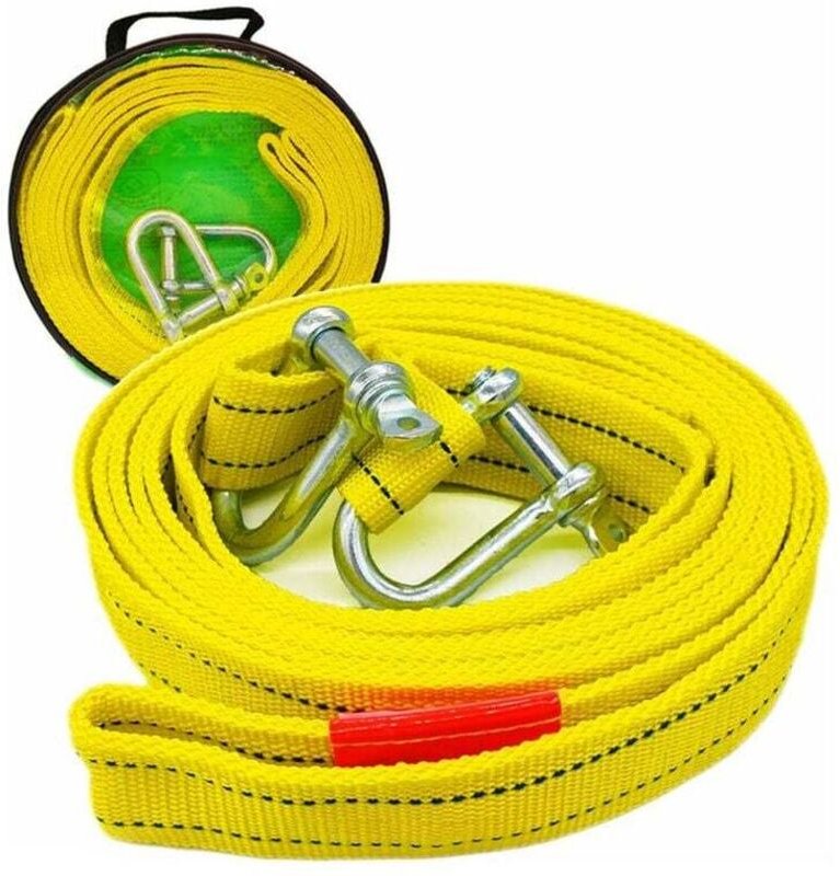 CHOYCLIT Hochleistungs-Abschleppgurt mit zwei D-Ring-Sicherheitshaken für Seilwinde, 5 Tonnen Kapazität und 5 m Länge