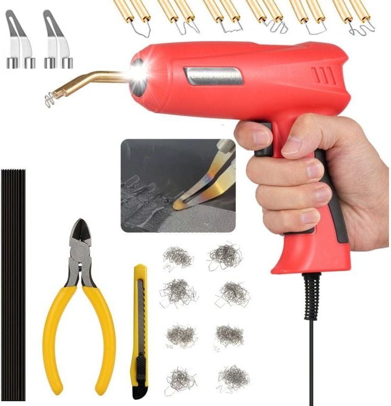 SNQ - 150-W-Kunststoffschweißgerät, Schweißpistolenreparatur, 800 Heißhefter, 2-in-1-Autostoßstangen-Reparaturset