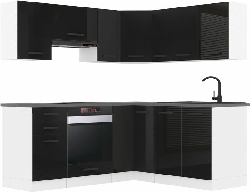 Thumbnail - Küchenzeile Küchenblock Küche L-Form Sarah Küchenmöbel mit Griffe, Einbauküche ohne Elektrogeräten mit Hängeschränke und...