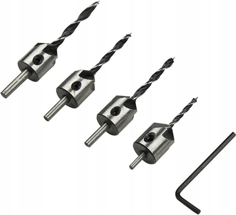 Holzbohrer mit Fase, 4er Set, Bohrer mit Senker