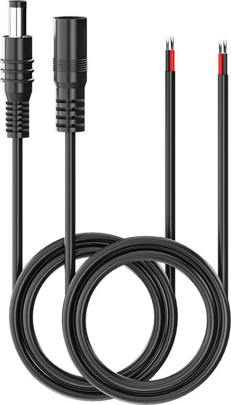 Dolaso - 2 Stück Gleichstrom-Netzteil-Ersatzstecker und -Buchse 5,5 mm x 2,1 mm auf blanken Draht mit offenem Ende, 1 m ...