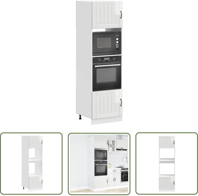 The Living Store - vidaXL Herdumbauschränke 2 Stk. Kalmar Hochglanz-Weiß Holzwerkstoff