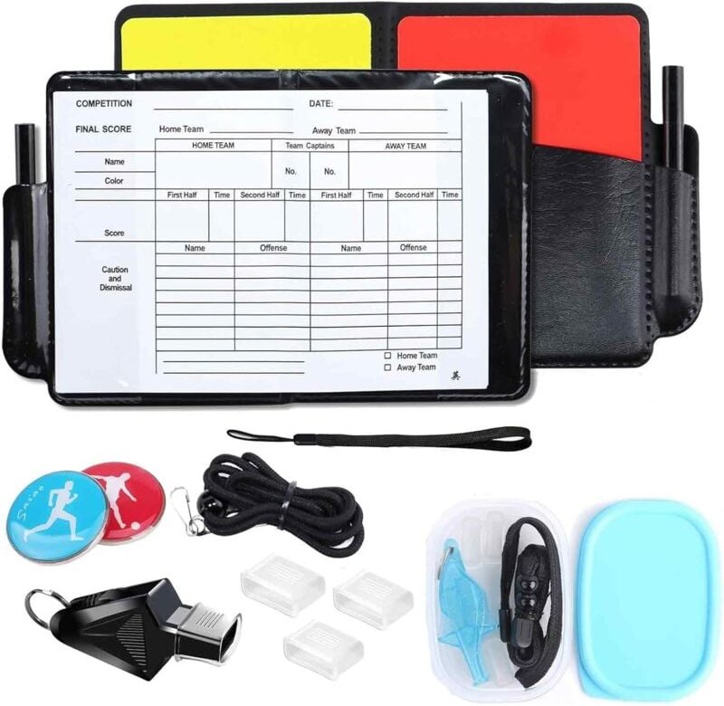 Bluedeer - Fußball Schiedsrichter Set mit roter, gelber Karte, Pfeife und Seitenwahlschalter für Fußballspiele and Schul...