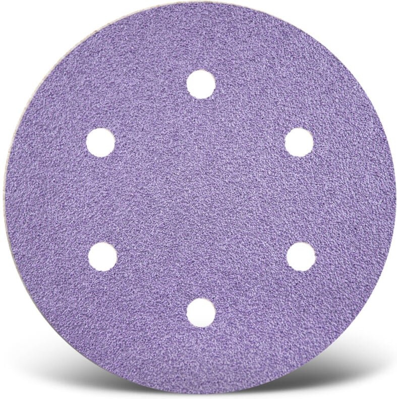 Purple hd Klett-Schleifscheiben, 225 mm, 6-Loch, f. Trockenbauschleifer, Keramik-Mix (25 Stk.) K320 - Menzer