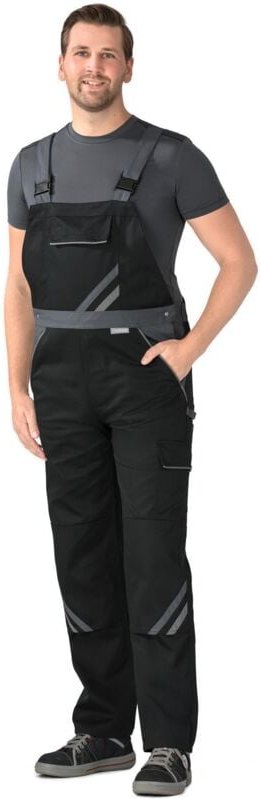 Planam Highline Latzhose schwarz/schiefer/zink 58