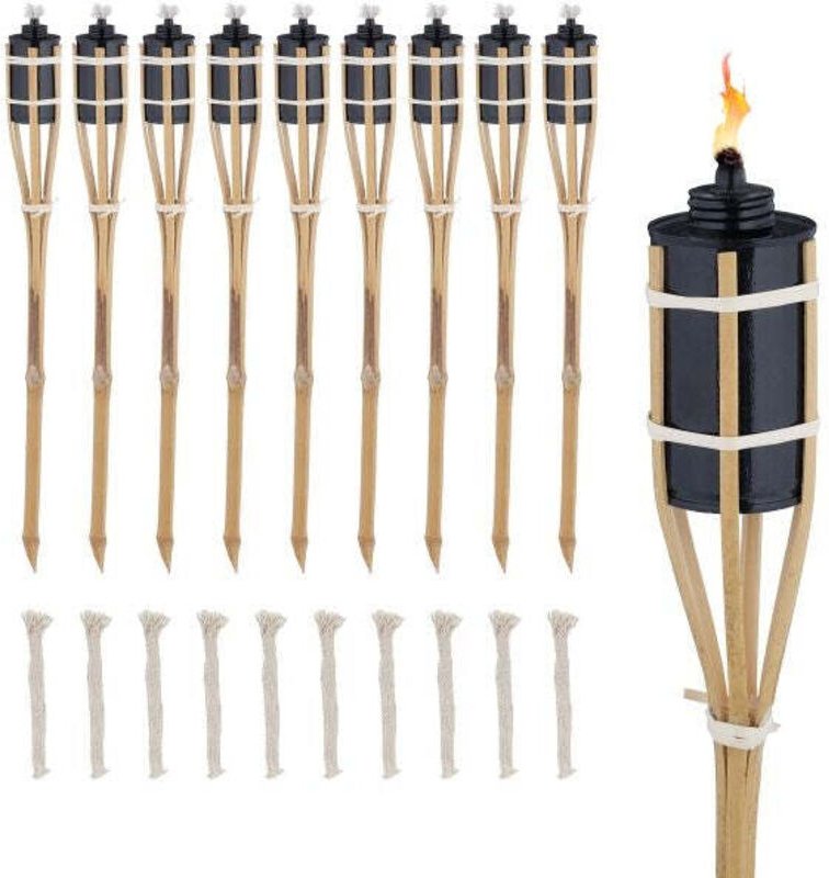 Set of 10 garden torches 60cm