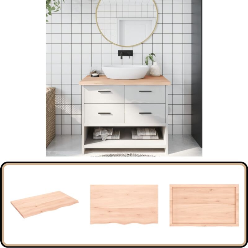 Waschtischplatte 100x60x(2-4) cm Massivholz Unbehandelt - Waschtischplatte - Eiche - Holzarbeitsplatte - Badrenovierung ...
