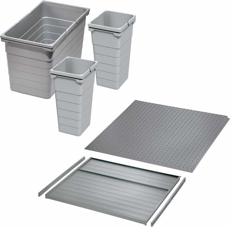 So-tech - Ninka Abfalltrennsystem eins2vier kb 600 mm (2 x 11,5L / 1 x 25L) alugrau für Seitenstärke 16 mm