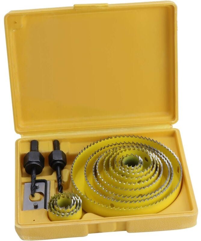 17-teiliges Lochsägen-Set aus Karbonstahl, 19–127 mm, für Holz, Gipskarton, Kunststoff