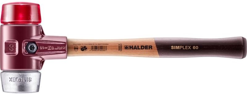 SIMPLEX-Schonhammer, Plastik / Weichmetall mit Tempergussgehäuse und hochwertigem Holzstiel D=60 mm 3069.060