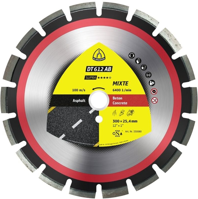 Klingspor DT 612 AB Diamanttrennscheiben, 350 x 3,2 x 20 mm 21 Segmente 40 x 3,2 x 10 mm, Weitverzahnt