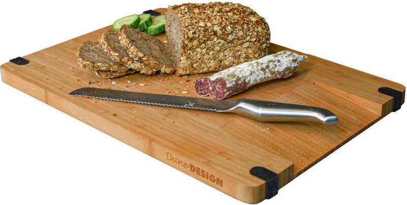 Dunedesign - Massiv Holz Schneidebrett mit Ausguss 44x30x2cm Antirutsch Bambus Brett xl