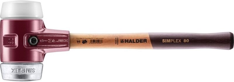 SIMPLEX-Schonhammer, Superplastik / Weichmetall mit Tempergussgehäuse und hochwertigem Holzstiel D=80 mm 3079.080