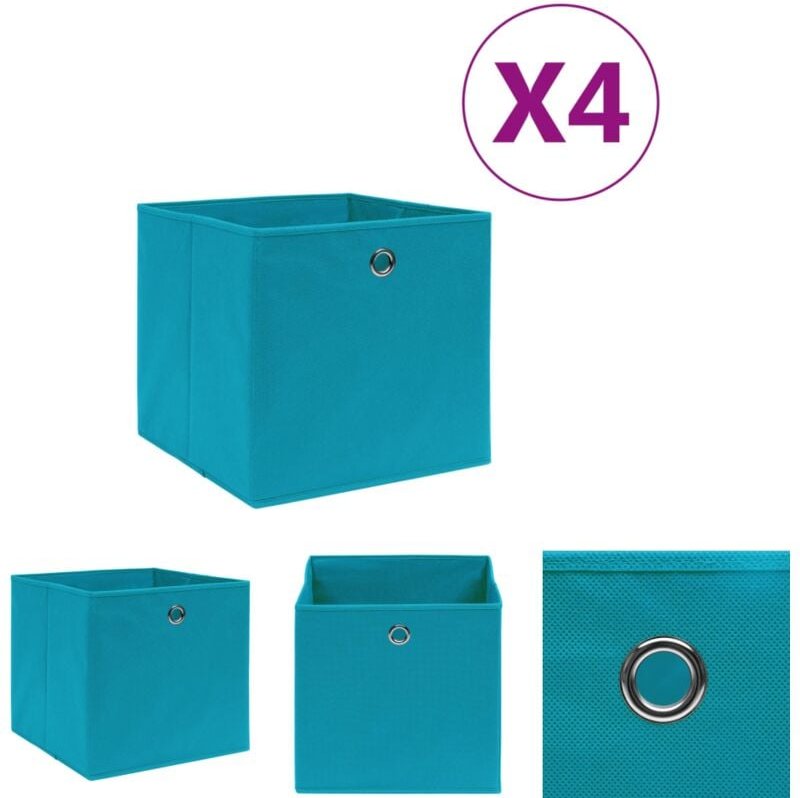Triomphe - The Living Store Aufbewahrungsboxen 4 Stk. Vliesstoff 28x28x28 cm Babyblau - Ordnungshelfer - Blau