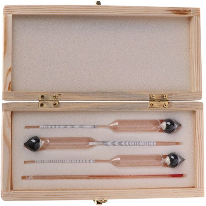 0-100 % Alkoholtester mit Hydrometer, Alkoholkonzentrationsmessgerät + Thermometer