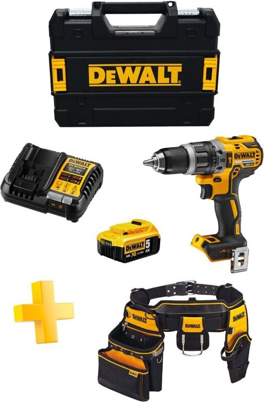 Schlagbohrschrauber Dewalt DCD796P1T (1 x 5,0 Ah + DCB1104 + tstak ii) + Werkzeughalter Gürtel Dewalt DWST1-75552