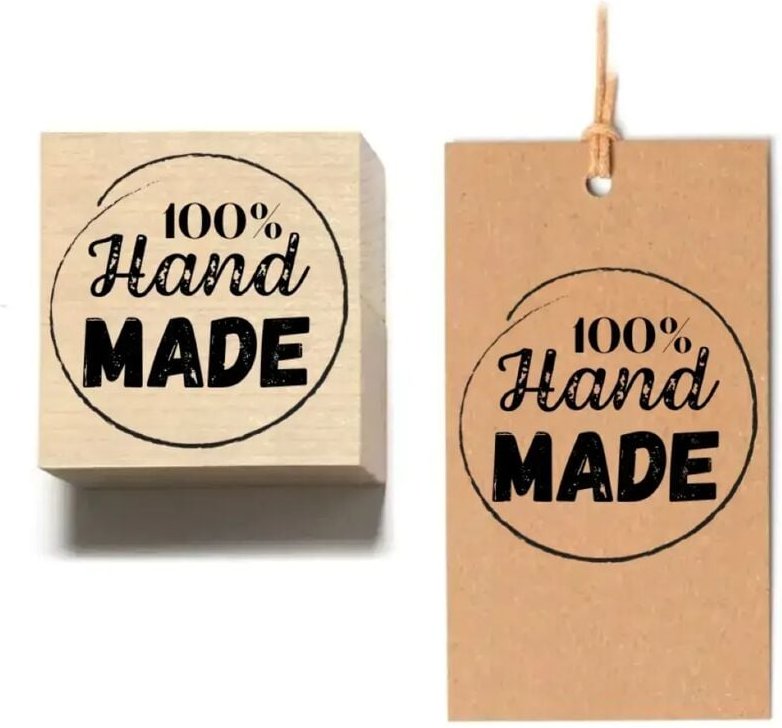 Gummistempel auf einem Block, 100 % handgefertigt