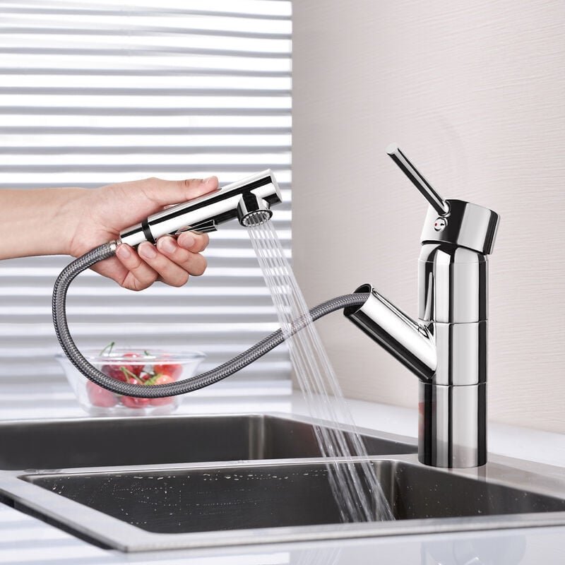 KZQ - Küchenarmatur, mit ausziehbarer Brause, 360° drehbar, 2 Modi, Edelstahl-Küchenmischer, DBKF03KY