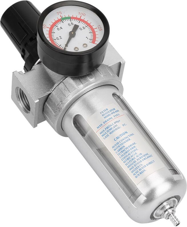 24 x 10 x 9 cm, Luftdruckregler, Luftfilterkompressor mit Manometer, 1/2 Zoll bsp, Luftwasserfalle, Filter, Feuchtigkeit...