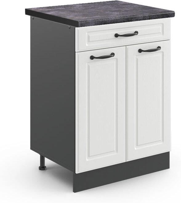 Vicco - Küchenunterschrank R-Line, Weiß Landhaus, 80 cm , ap Anthrazit