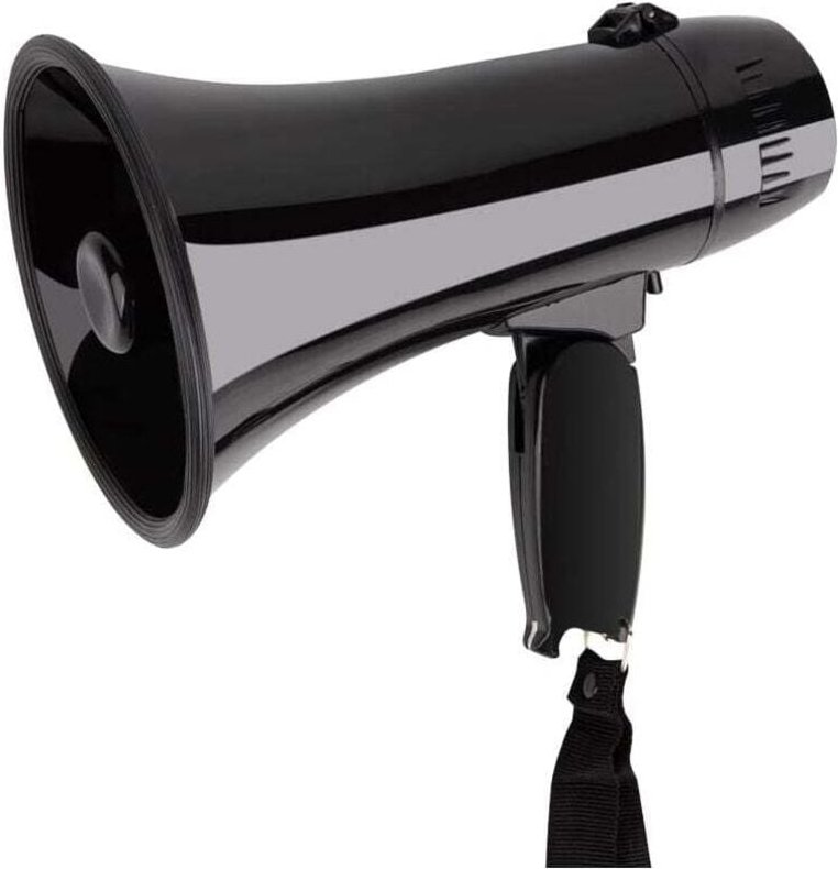 Aiperq - Tragbarer 20-W-Megaphonlautsprecher mit Lautstärkeregler und Tragegurt, Schwarz