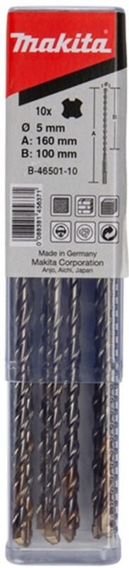 Hm Bohrer v-plus, ø 5,0 mm, Länge 160 mm, SDS-plus, 10 Stk. - Makita