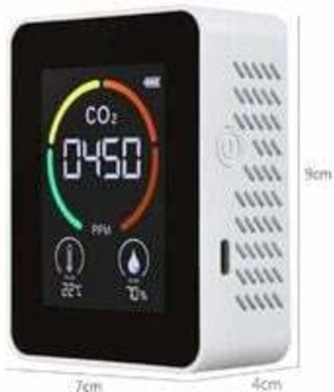3-in-1-CO2-Gasdetektor, Temperatur- und Feuchtigkeitsanalysator, Detektormessbereich 400–5000 PPM, intelligenter Lufttes...