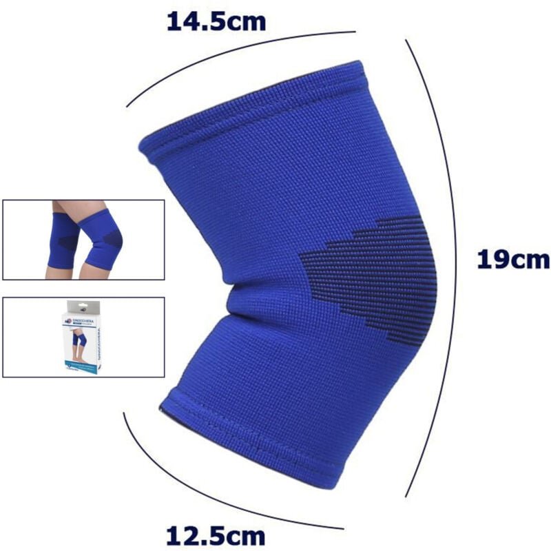 Trade Shop - PAAR KNIESCHÜTZER HYPOALLERGEN MIT ELASTISCHEM BAND, WASCHBAR, FÜR KINDER, BLAU, GRÖSSE M -