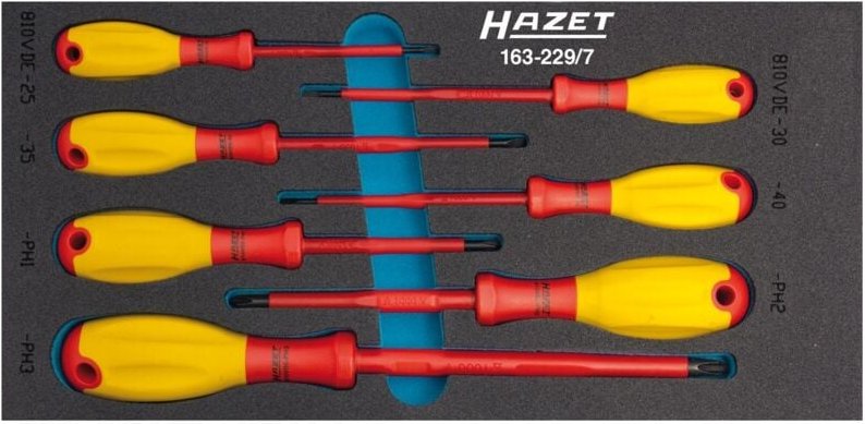 Hazet Schraubendreher Satz, schutzisoliert, Kreuzschlitz Profil PH, Schlitz Profil, 0.4 x 2.5 - 0.8 x 4, PH1 - PH3, Anza...