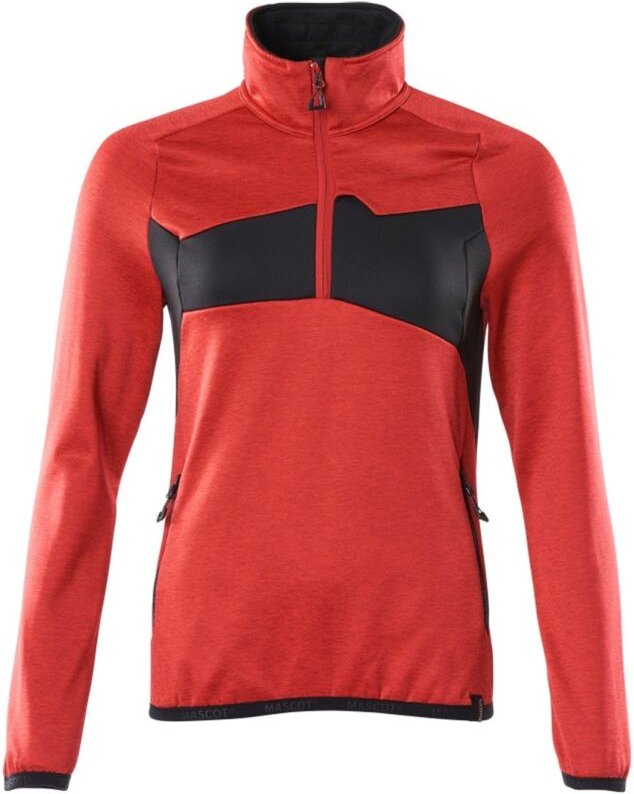 Mascot ACCELERATE Fleecepullover mit kurzem Reißverschluss, Damenpassform 18053 Gr. 2XL verkehrsrot/schwarz