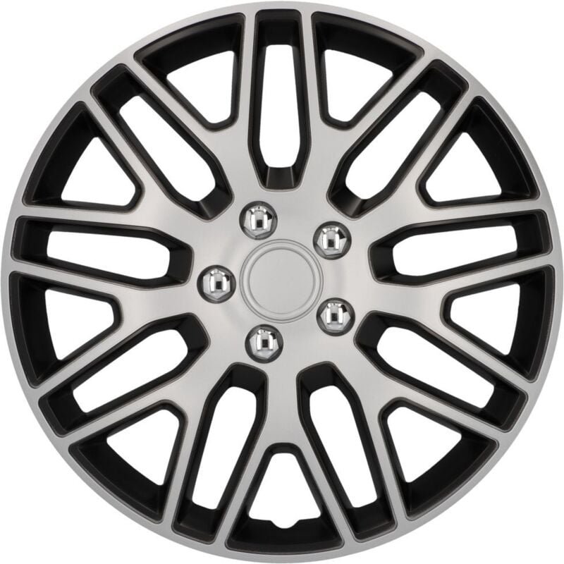 Cartrend Radzierblende Branch 35 cm (14 Zoll) silber schwarz 4 stück Radkappe