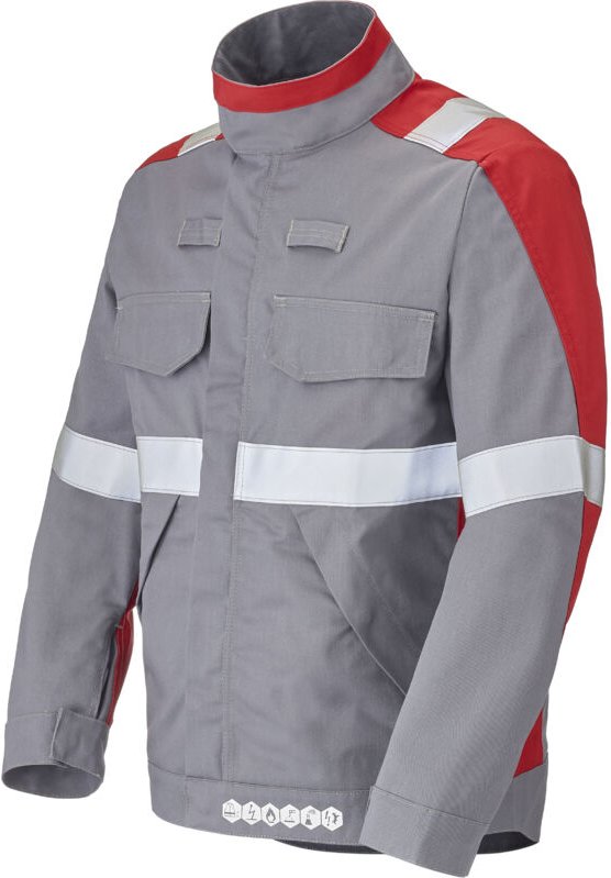 Kurzjacke Capurata Grau-Stahl/rot M