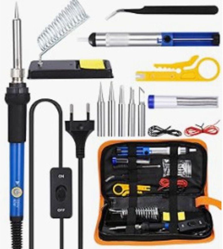 15-teiliges Lötkolben-Set, 60 W elektrische Schweißwerkzeuge mit 5 austauschbaren Spitzen, Digitalmultimeter, Lötkolbens...