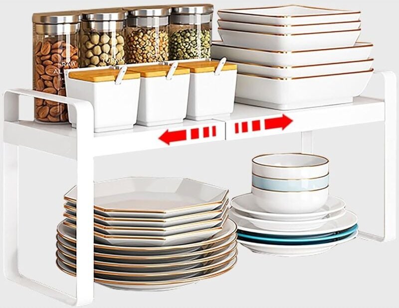 Ausziehbares Metallregal – Ausziehbares Küchenregal – Verstellbarer Organizer – Gewürzregal – Lagerregal für Küche, Arbe...