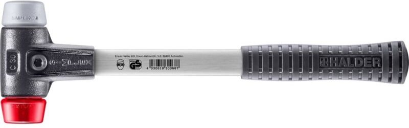 SIMPLEX-Schonhammer, TPE-mid / Plastik mit verstärktem Tempergussgehäuse und Fiberglasstiel D=30 mm 3736.030