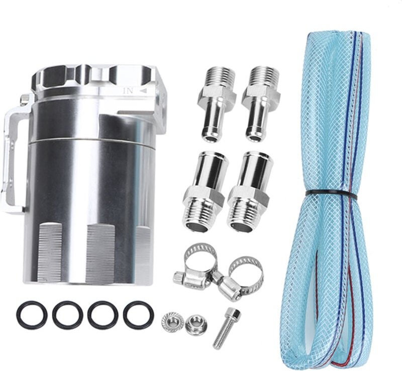 Zoternen - Aluminium-Motoröl-Auffangbehälter, Entlüftungstank, Auto-Modifikationszubehör (Silber)
