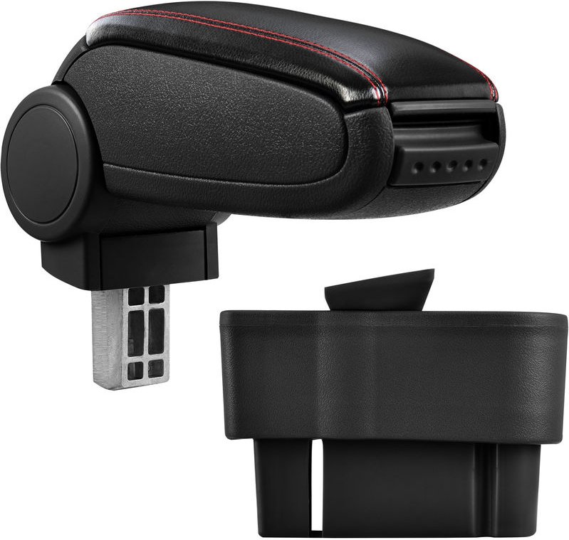 Mittelarmlehne Opel Corsa D mit Staufach Kunstleder Schwarz mit roten Nähten pro.tec