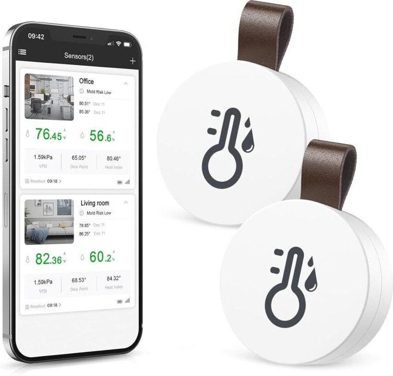 Thumbnail - Kabelloses Thermometer Hygrometer, Bluetooth Thermometer Hygrometer mit app & Datenspeicherung, Digital Temperatur Feuch...