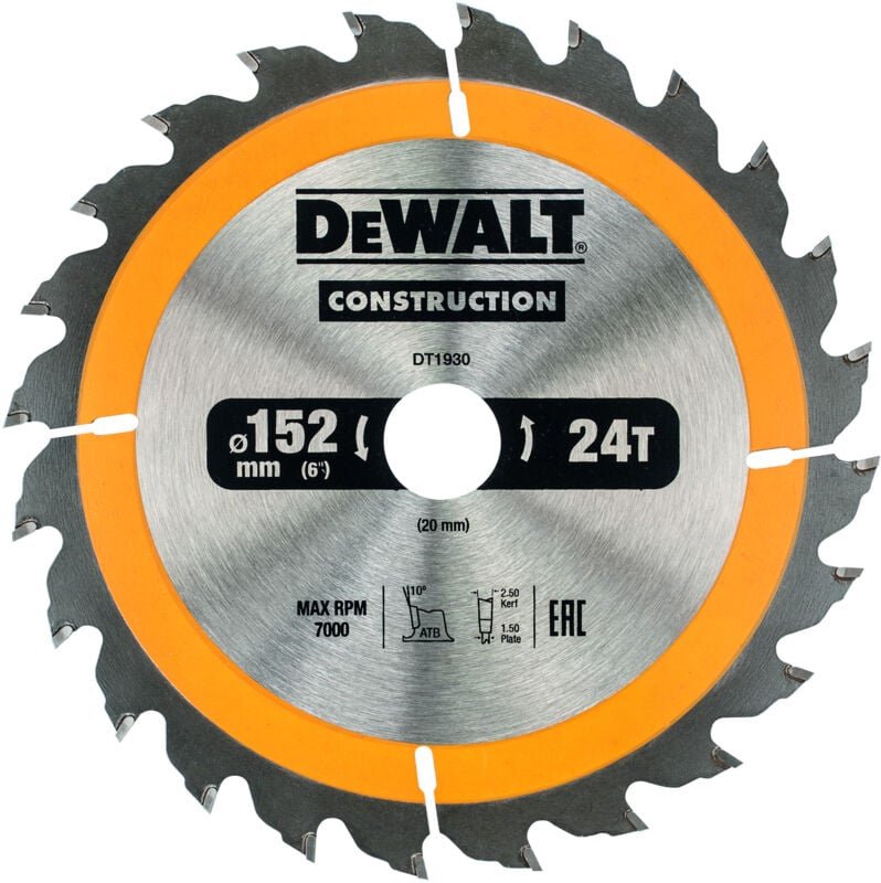 DEWALT Kreissägeblatt Handkreissäge 152/20 mm 24WZ DT1930-QZ
