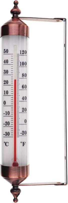 Außenthermometer mit Manometer, Bronze-Effekt – Stilvolles Gartenthermometer für den Außenbereich, geeignet für Außentem...